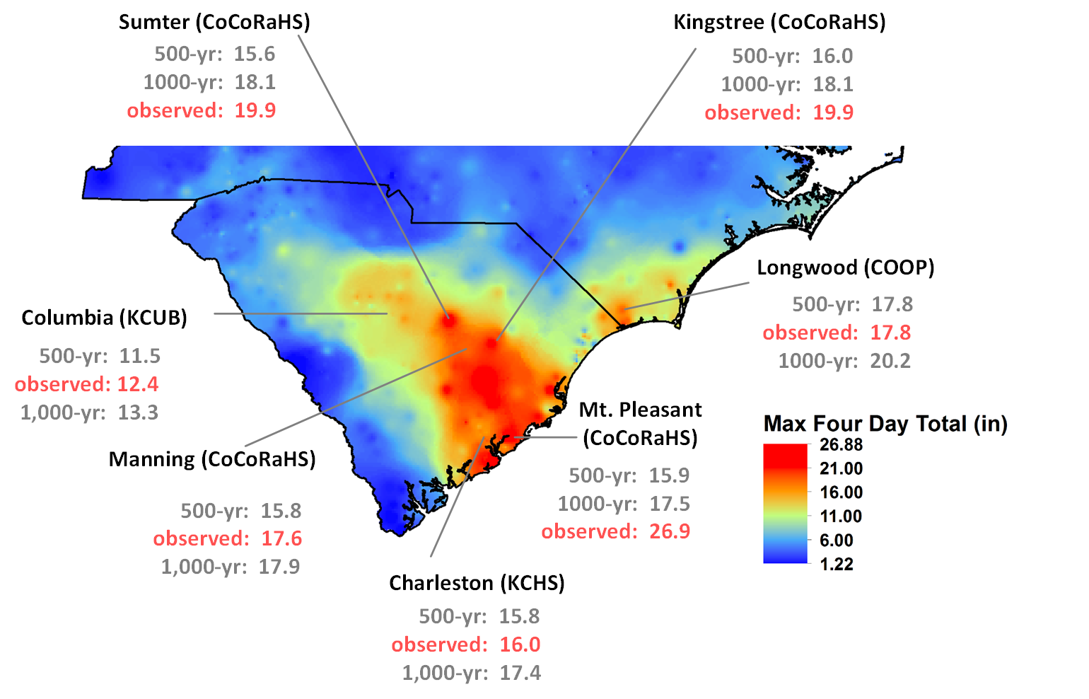 4-day preciptation map for October 2015