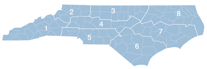 map of North Carolina's climate divisions