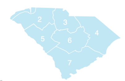 map of South Carolina's climate divisions