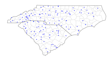 map of the Carolina weather stations used